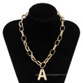 Simple and cold style letter A clavicle necklace personalized OT buckle short pendant necklace